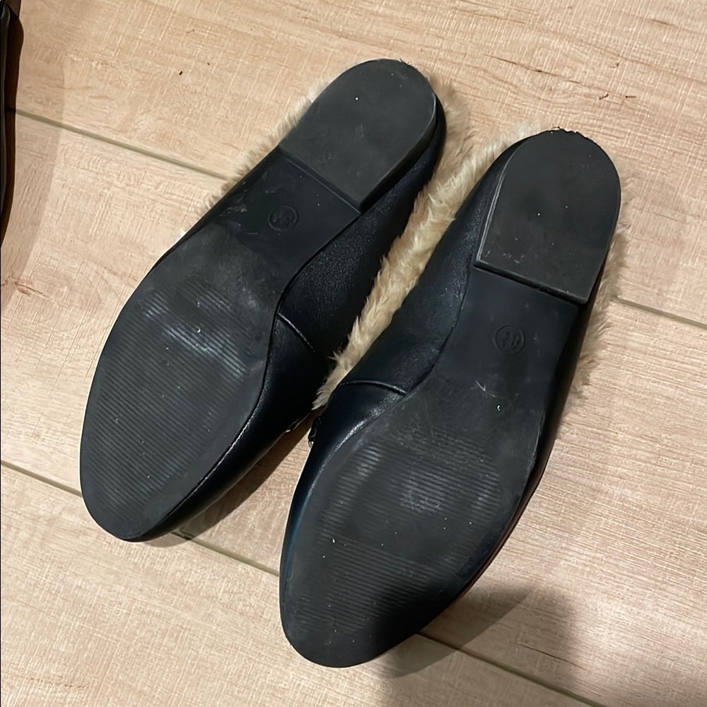 A New Day Black Faux Fur Lined Loafers - Picture 2 of 2
